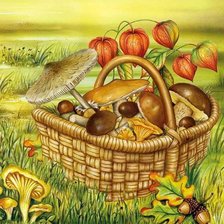 Схема вышивки «лукошко с грибами»