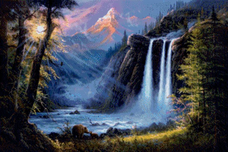 водопад в лесу - предпросмотр