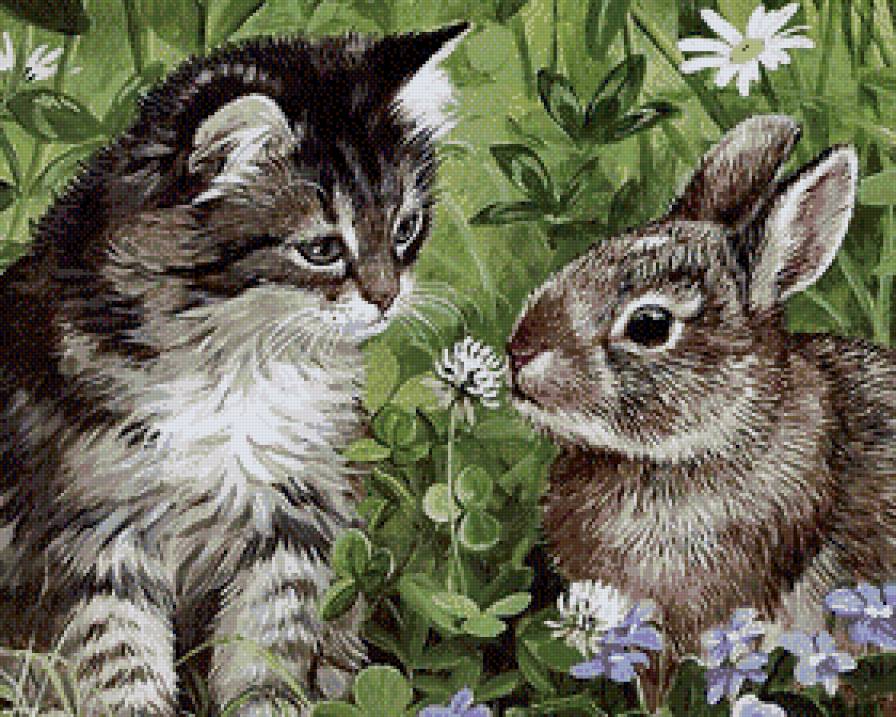 Друзья - зайчик, животные, коты - предпросмотр