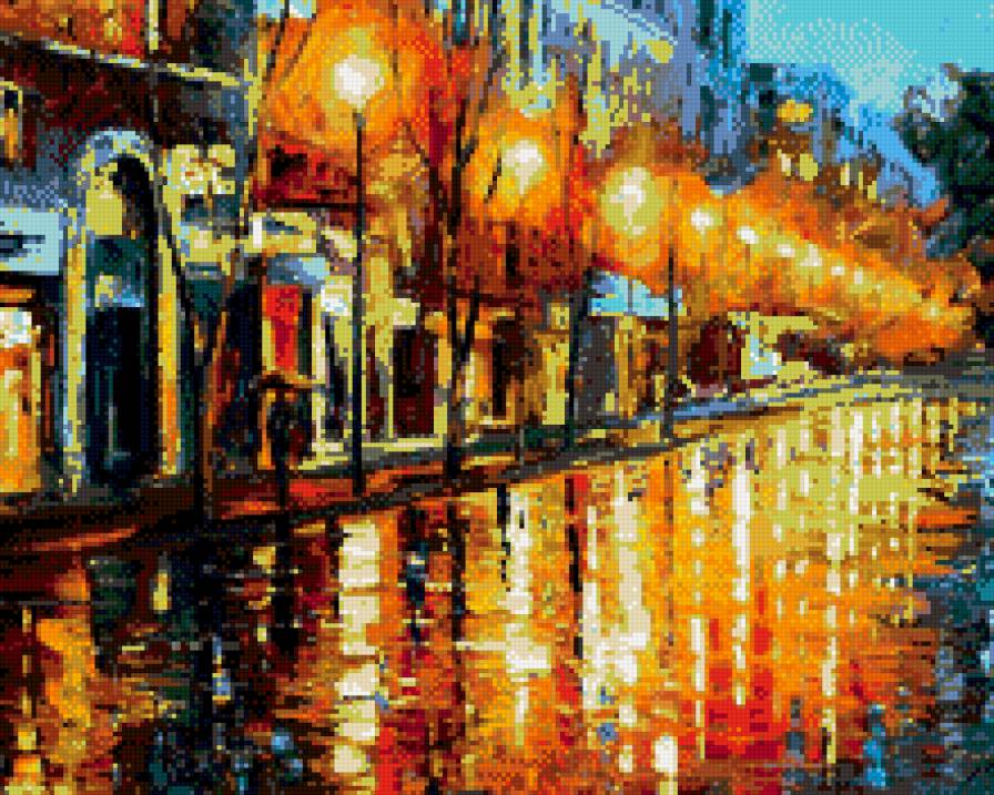 Вечер - фонари, город, улица, вечер, тепло - предпросмотр