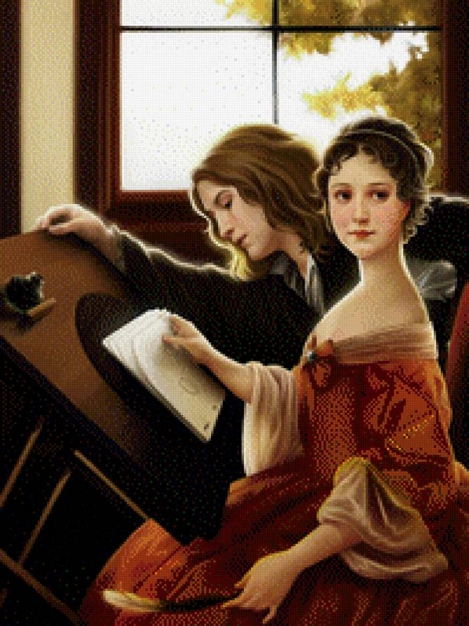 Урок рисования - девушки, пары - предпросмотр