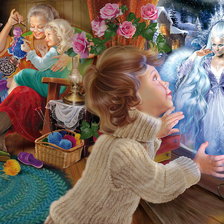 Схема вышивки «nonna e bimbi»