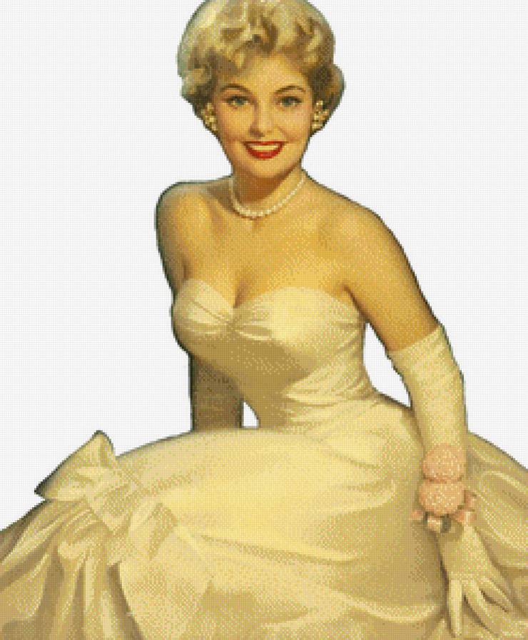 Дама ретро - девушка, ретро, картина, красота, портрет - предпросмотр