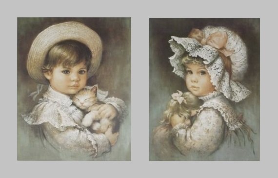 милые малыши - девочка, ребенок, ретро, винтаж, малыш, мальчик, детская, диптих - оригинал
