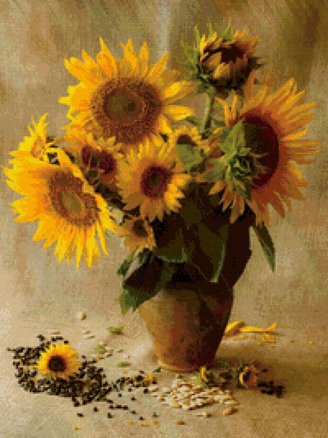 подсолнухи - натюрморт, подсолнухи - предпросмотр