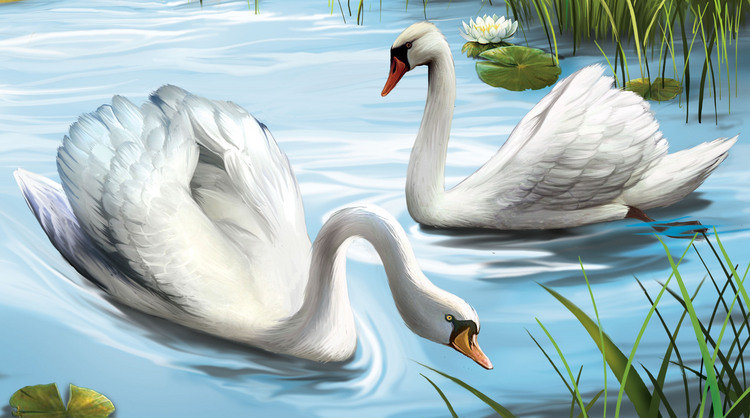 лебеди - вышивка бисер - оригинал