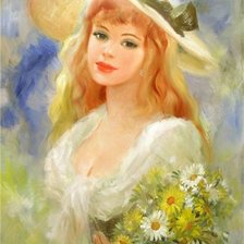 Схема вышивки «девушка с цветами»