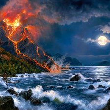 Схема вышивки «вулкан и море»