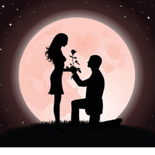 Схема вышивки «Влюбленные при луне»