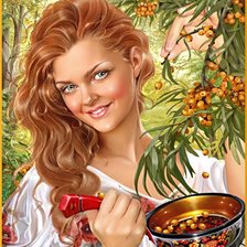 Схема вышивки «Девушка с облепихой»