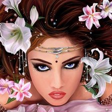 Схема вышивки «девушка в цветах»