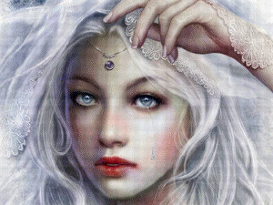 Fantasy Girl Tears - девушка, картина, портрет, ретро, красота - предпросмотр