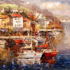 Схема вышивки «лодки в гавани»