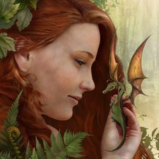 Схема вышивки «Девушка с драконом»