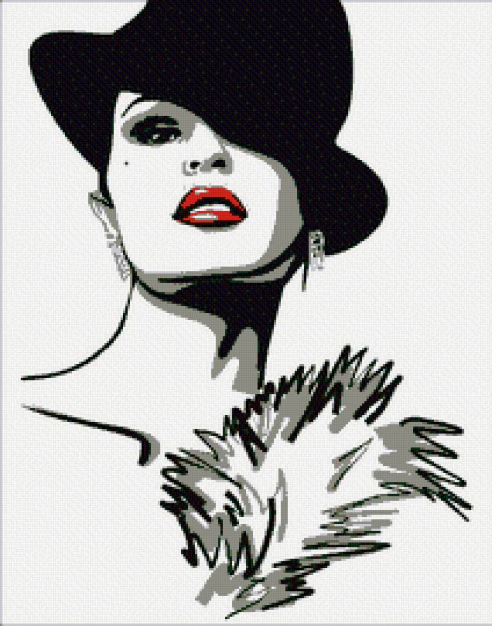 Девушка - дама, красавица, монохром, девушка - предпросмотр