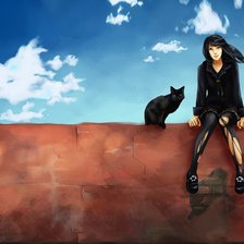 Схема вышивки «Девушка с котом»