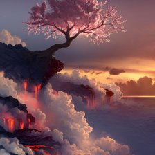 Схема вышивки «сакура на обрыве»