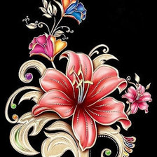 Схема вышивки «Цветы на черном»