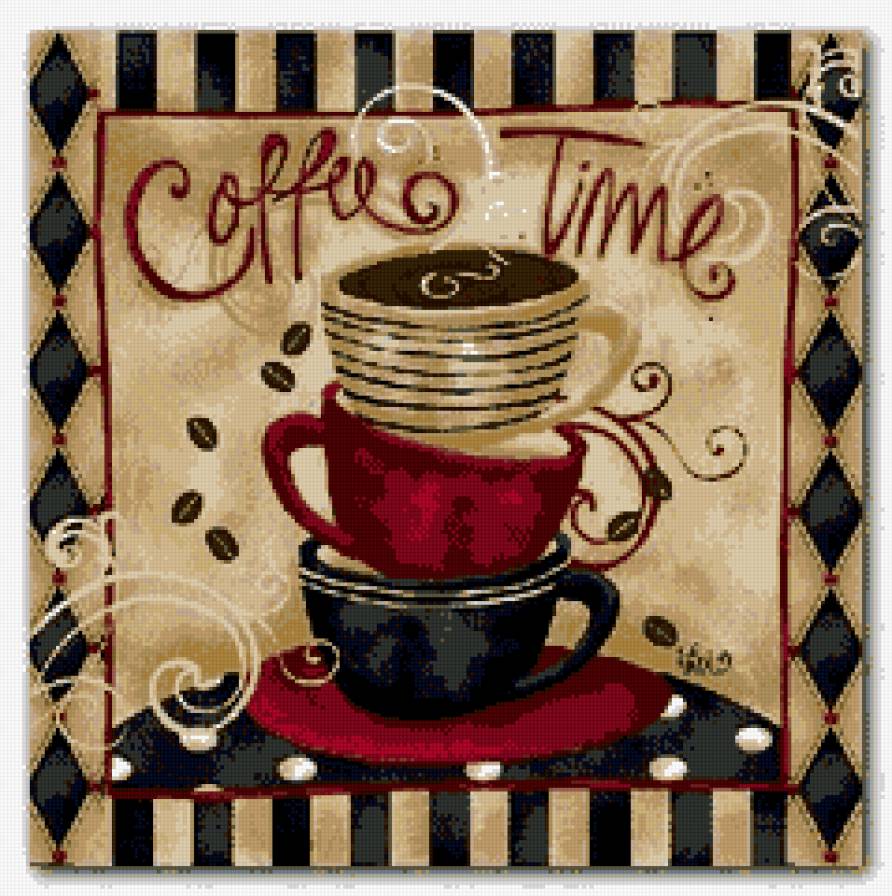 картинка на кухню - кофе, надпись, кофейные, чашки, рамка - предпросмотр