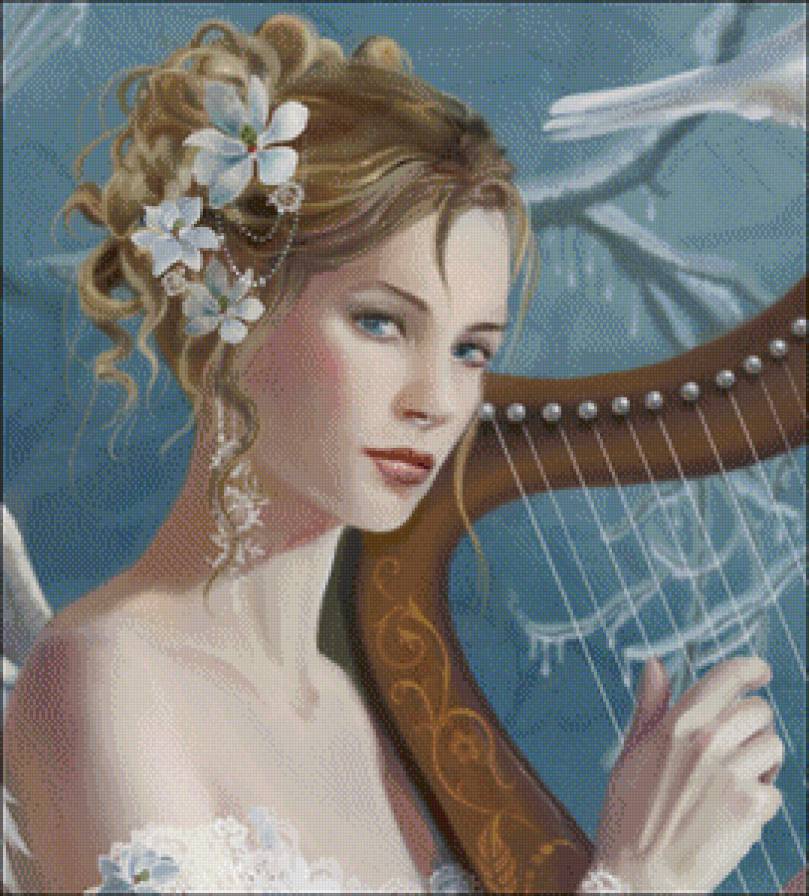 Девушка с арфой - красавица, девушка - предпросмотр