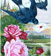 Схема вышивки «Ласточки и розы»