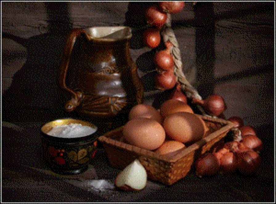 Натюрморт - кувшин, натюрморт, яйца - предпросмотр