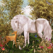 Схема вышивки «единорог и олененок»