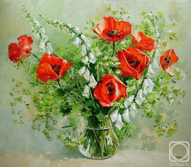 маки в вазе - цветы, маки - оригинал