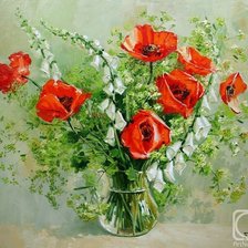 Схема вышивки «маки в вазе»