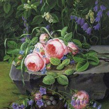 Схема вышивки «розы на камне»