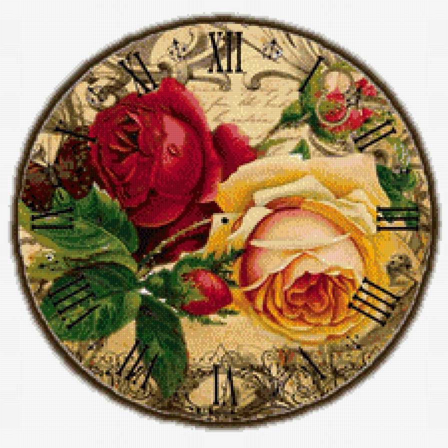 часы с розами - часы - предпросмотр