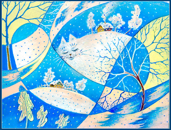 Зимний кот - коты, зима - оригинал