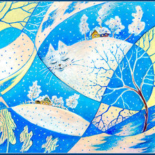 Схема вышивки «Зимний кот»