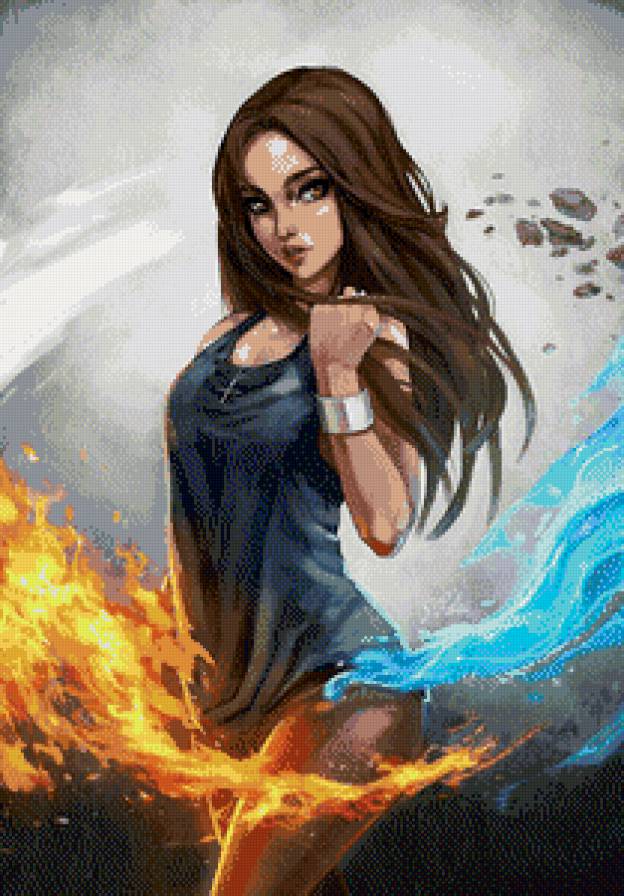 №627980 - вода, женщина, огонь, девушка, волосы - предпросмотр