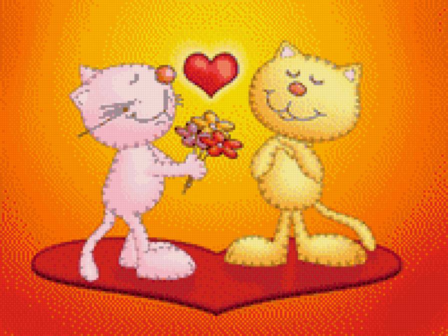 люблю тебя - любовь, подарок, букет, коты - предпросмотр