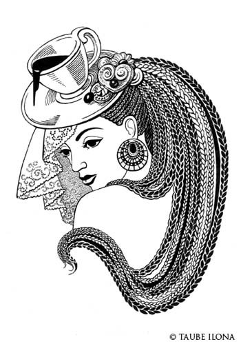 Девушка с кофе - монохром, девушка, кофе - оригинал