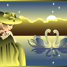 Схема вышивки «Девушка и лебеди»