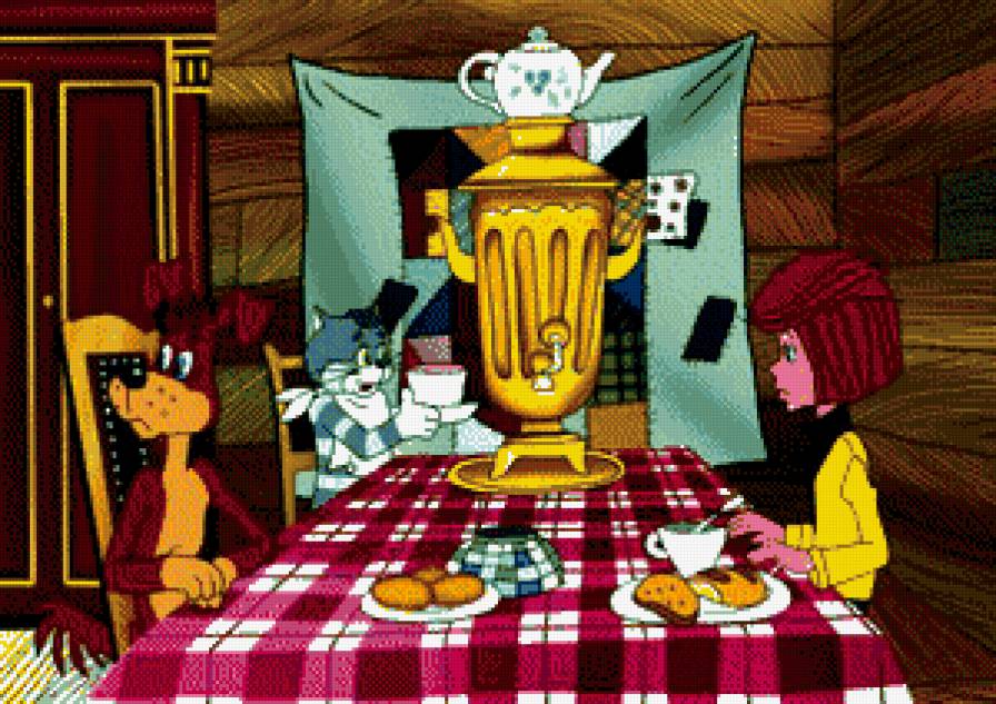 Простоквашино - мультик, чаепитие, самовар - предпросмотр