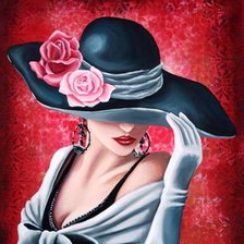 Схема вышивки «Дама в шляпке»