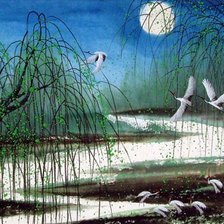 Схема вышивки «весенние журавли»