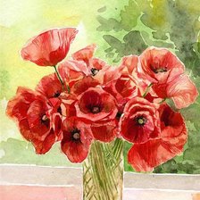 маки на окне