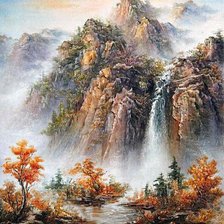 Схема вышивки «Туман в горах»