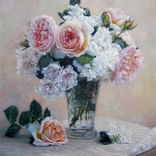 Схема вышивки «розы в стекляной вазе»