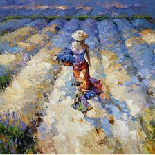 Схема вышивки «девушка в лаванде»