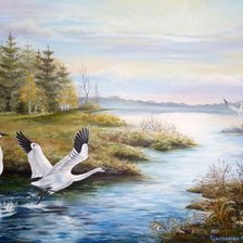 Схема вышивки «журавли»