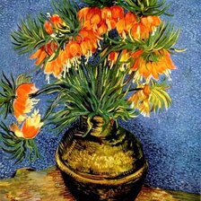 Схема вышивки «Рябчик в бронзовой возе (Ванг Гог)»