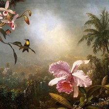 Схема вышивки «орхідея і колібрі»