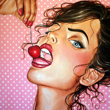 Схема вышивки «Девушка с вишенкой»