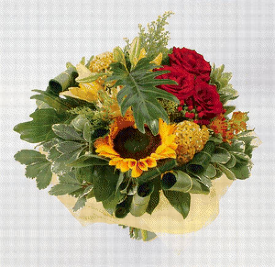 Букет  с подсолнухом. - предпросмотр