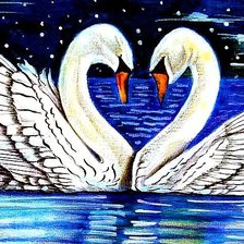 Схема вышивки «Лебединая пара»